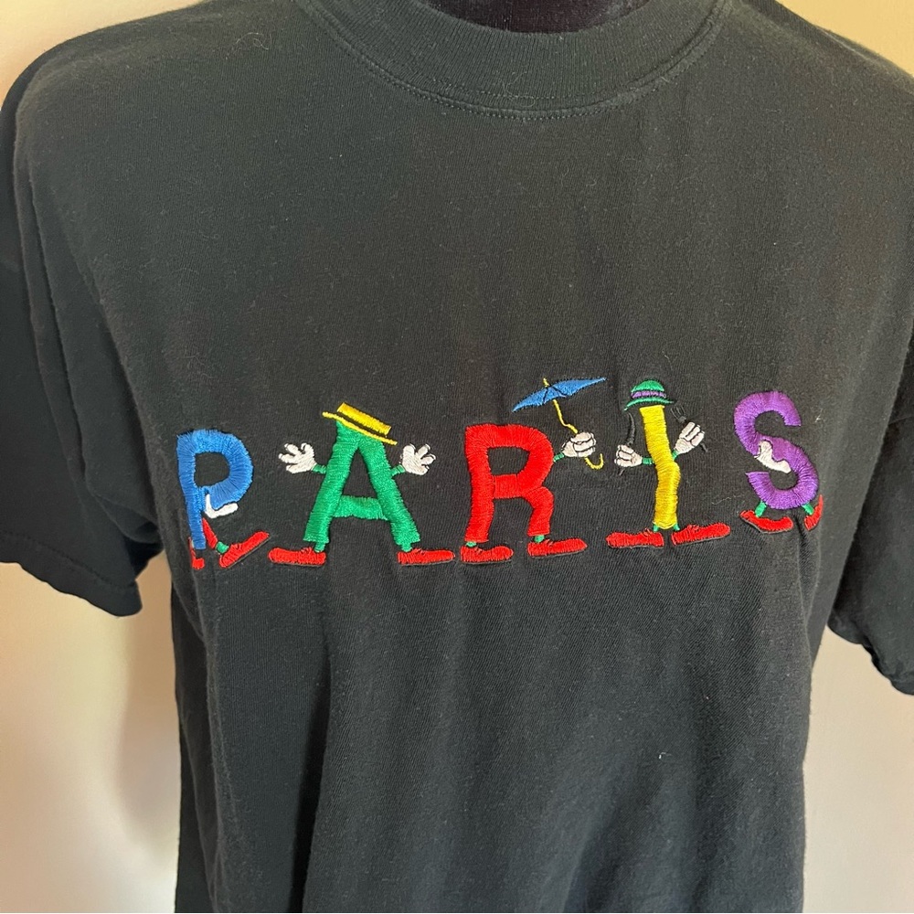 Vintage PARIS Multicolor Size XL Black T-Shirt - Picture 4 of 6